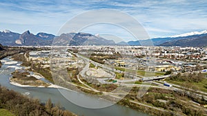 Panoramic view of Grenoble conurbation from Echirolles