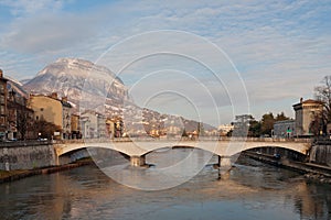 Panoramic view of Grenoble during winter, french Alps, France