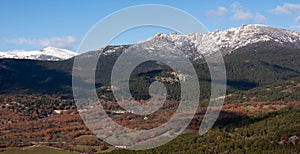 Panoramic view of Guadarrama National Park mountains range in Cercedilla