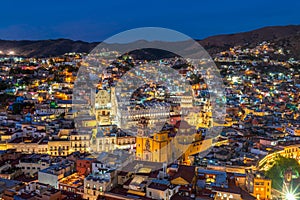 Panoramic view of Guanajuato, Mexico. UNESCO World Heritage Site