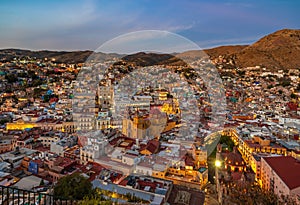 Panoramic view of Guanajuato, Mexico. UNESCO World Heritage Site