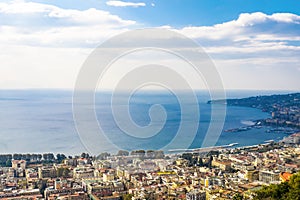 Panoramic view of the gulf of Naples and the city of Naples or Napoli