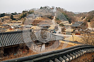 Panoramic view of Gyeongju Yangdong countryside village in Gyeongju, Korea