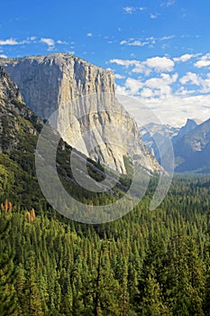 Panoramic view of Half Dome, El Capitan and other mountains in the Yosemite National Park, California, USA