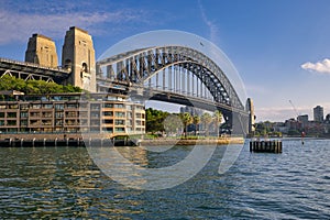 Panoramic view of Harbour Bridge from Hickson Road Reserve