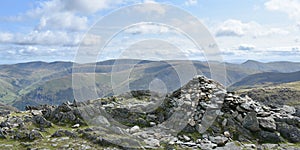 Panoramic view from Hart Crag summit, Lake District