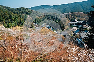 Panoramic view of Hasedera temple at spring in Nara, japan