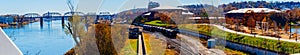 Panoramic view of the Heartland of America Park Omaha Nebraska USA and the adjacent Missouri River