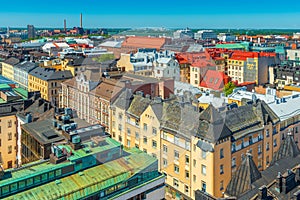 Panoramic view of Helsinki old city center, Finland