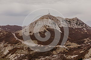 Panoramic view of the highest peaks of the Lovcen mountain national park in southwestern Montenegro. - Image