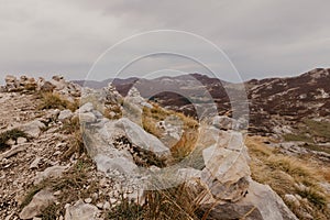 Panoramic view of the highest peaks of the Lovcen mountain national park in southwestern Montenegro. - Image