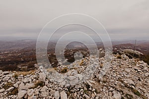 Panoramic view of the highest peaks of the Lovcen mountain national park in southwestern Montenegro. - Image