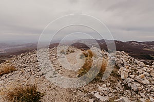 Panoramic view of the highest peaks of the Lovcen mountain national park in southwestern Montenegro. - Image