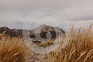 Panoramic view of the highest peaks of the Lovcen mountain national park in southwestern Montenegro. - Image