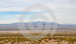 Panoramic view of highway through the desert