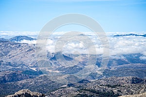 Panoramic view from the hiking trail to Torrecilla peak, Sierra de las Nieves national park photo