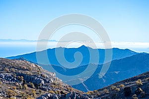 Panoramic view from the hiking trail to Torrecilla peak, Sierra de las Nieves national park photo