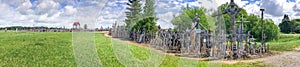 Panoramic view of Hill of Crosses in Siauliai, Lithuania