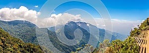 Panoramic view from the hill Mini Worlds End in Horton Plains National Park, Sri Lanka