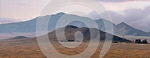 Panoramic view of hills in the middle of Carrizo plain national monument