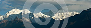 Panoramic view of Himalaya mountain range as seen from northeast India.