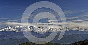 Panoramic view of a Himalayan pick Trishul in mountain ranges