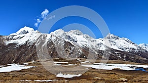 Panoramic view of the Himalayas from Machhermo village, Nepal