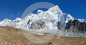 Panoramic view of himalayas mountains, Mount Everest and Khumbu Glacier from Kala Patthar - way to Everest base camp, Khumbu