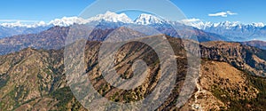 Panoramic view of himalayas range from Pikey peak