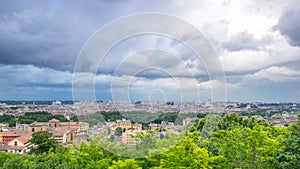 Panoramic view of historic center timelapse of Rome, Italy