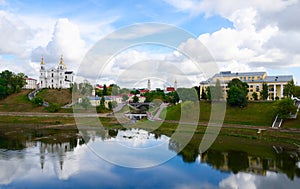 Panoramic view of historic center of Vitebsk over Western Dvina photo