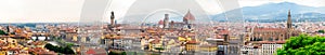 Panoramic view of the historic centre of Florence in Italy including several famous landmarks