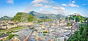 Panoramic view of the historic city of Salzburg, Salzburger Land, Austria photo