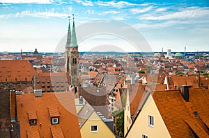 Panoramic view of historic old city of Nuremberg Nurnberg, Germany