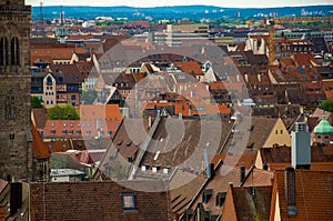 Panoramic view of historic old city of Nuremberg Nurnberg, Germany