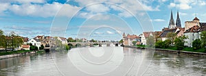 Panoramic view of historic old town of Regensburg, Germany