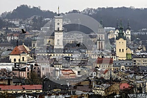 Panoramic view of the historic part of the city of Lviv, a UNESCO World Heritage Site, Ukraine, March 11, 2024 photo