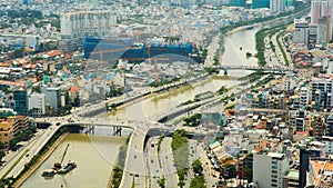 Panoramic view of Ho Chi Minh city or Saigon. Vietnam