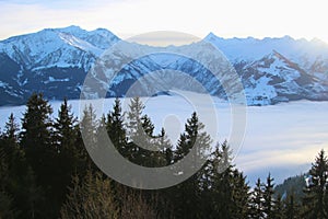Panoramic view of Hohe Tauern mountain range, Austria.