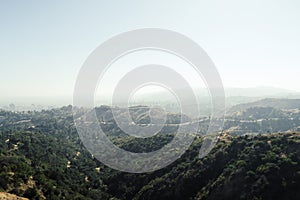 Panoramic view of the Hollywood hills from the beautiful Griffith Observatory in Los Angeles