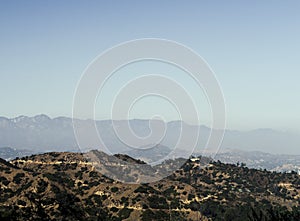 Panoramic view of the Hollywood hills from the beautiful Griffith Observatory in Los Angeles