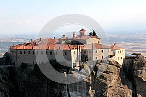 Panoramic view on the Holy Monastery of St. Stephen in Meteora, Greece photo