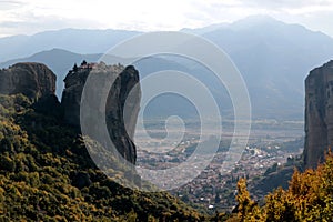 Panoramic view of Holy Trinity Monastery Agia Trias in Meteora monasteries in Greece