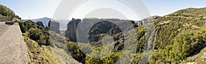 Panoramic View of the Holy Trinity Monastery in the Meteora Mountains in Greece