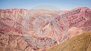 Panoramic view of the Hornocal or mountain of the 14 colors in Humahuaca