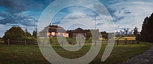 Panoramic view of Houses - village of birthplace of Kosciuszko - Merechevshchina, near Kossovo city, Belarus