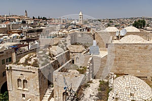 Panoramic view from `Hurva Synagogue` in the Jewish quarter.