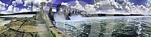 Panoramic View of the Hydro Power Plant Dam, Dubasari, Moldova, Dniester river