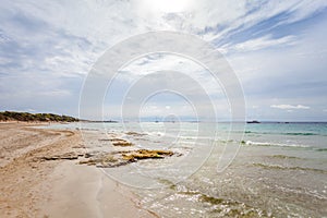 Panoramic view of Ibiza beach near Pacha, Ibiza island