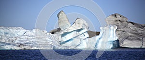 Panoramic view of iceberg shapes